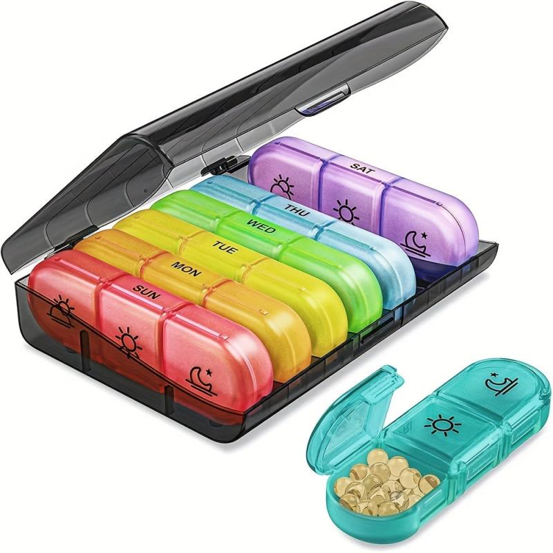 Pill Box 7 Days Organizer 21 Grids 3 Times Portable Travel Large Compartments