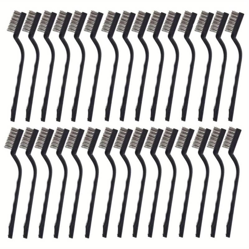 30pcs Mini Wire Brush Stainless Steel Curved Handle Masonry Brush