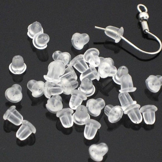 200pcs DIY Jewelry Accessories Ear Stud Plug Ear Sleeve Non Slip Rubber Ear Stud