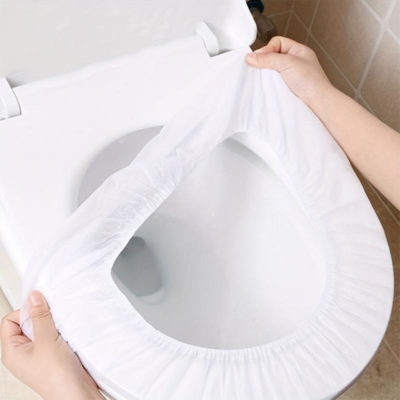 10pcs Disposable Toilet Seat Cover Elastic Band Waterproof Stain Proof