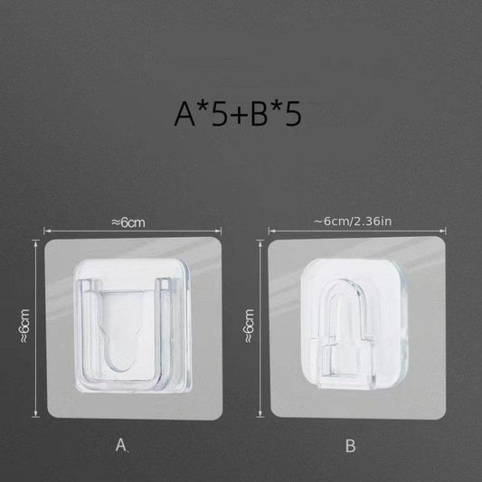 10pcs Clear Double Sided Adhesive Wall Hooks for Kitchen