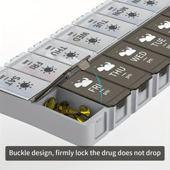 Double Row 14 Grids Pill Storage Dispenser Large Space Medicine Storage Box