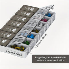 Double Row 14 Grids Pill Storage Dispenser Large Space Medicine Storage Box