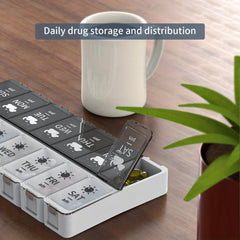 Double Row 14 Grids Pill Storage Dispenser Large Space Medicine Storage Box