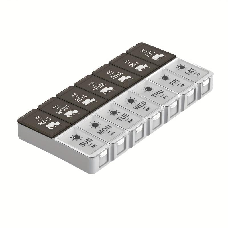 Double Row 14 Grids Pill Storage Dispenser Large Space Medicine Storage Box