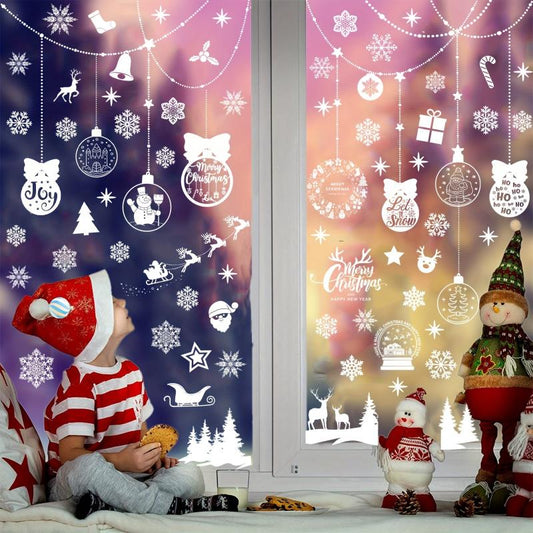 200pcs Christmas Window Stickers Snowflake Elk Ball Stickers