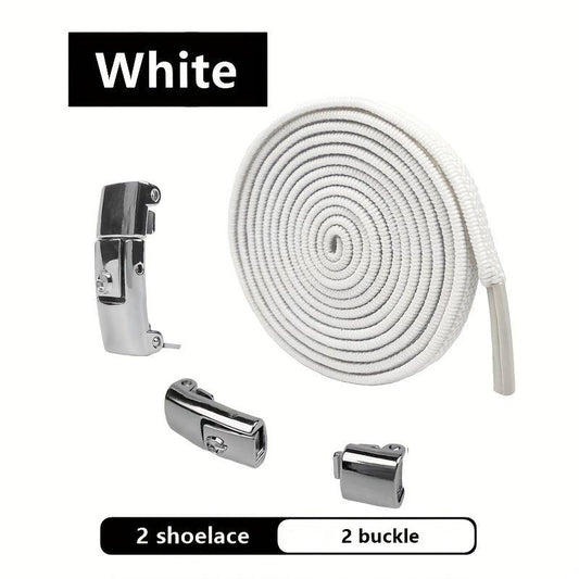 Lazy Man Elastic Shoelaces No Tie Shoe Laces Metal Button