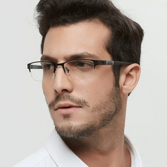 Men's Square Metal Frame Anti Reading Glasses Business Presbyopic 100-400