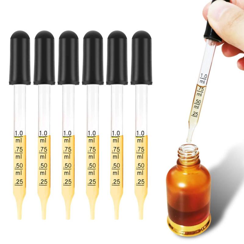 8pcs Essential Oils Eye Dropper Straight Tip Glass Medicine Dropping Pipettes