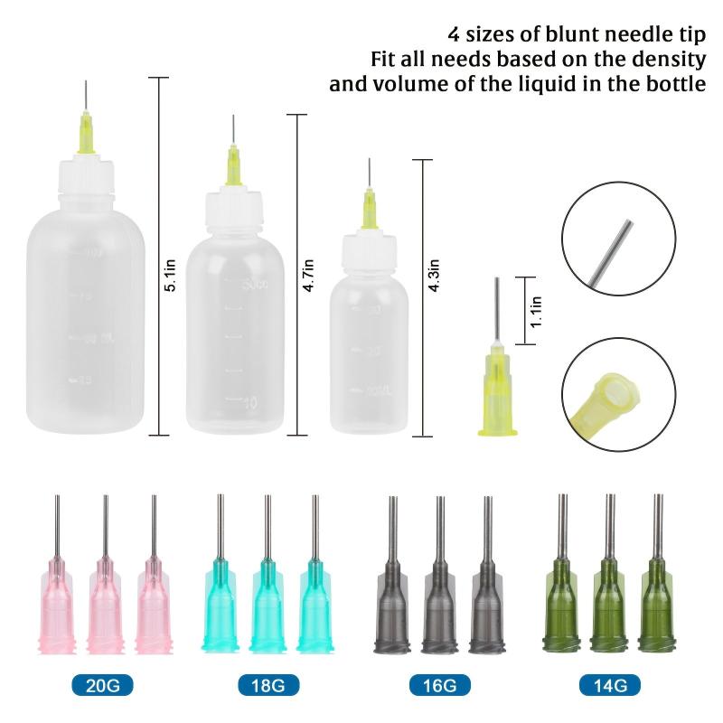 Needle Tip Glue Bottles Applicator Set - 30ml, 50ml, 100ml - Craft Art Projects