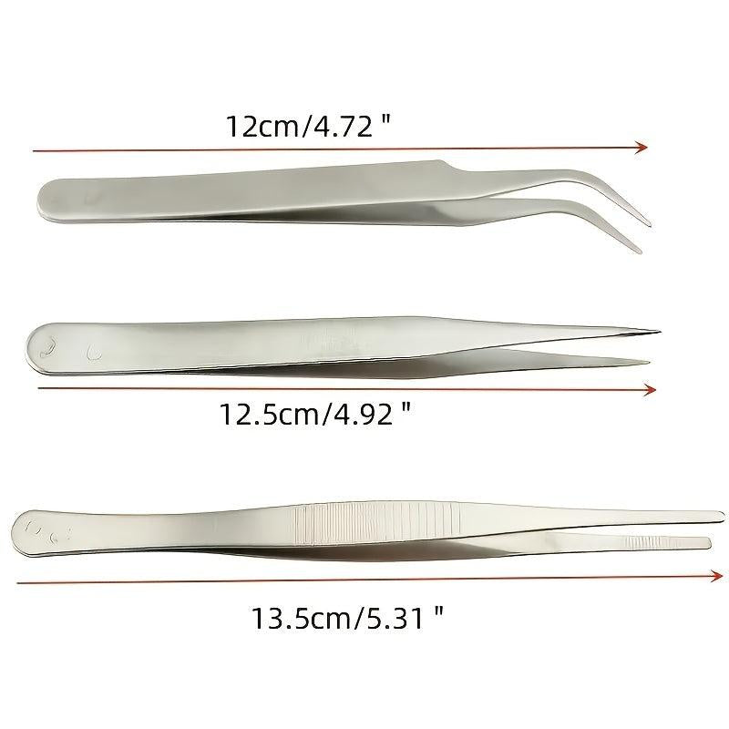 3pcs Electronic Tweezers Set for Industrial Lab Gardening DIY