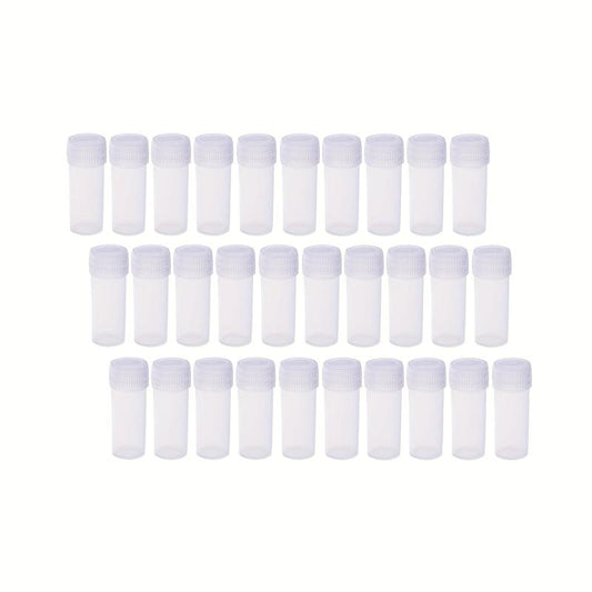 30pcs 5ml Plastic Sample Vials Storage Containers Test Tubes for Laboratory Use