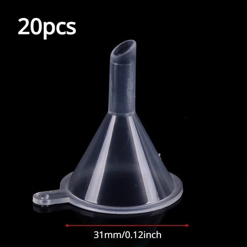 30pcs Small Funnel for Lab Bottles Perfume, Transparent Plastic, Essential Oils