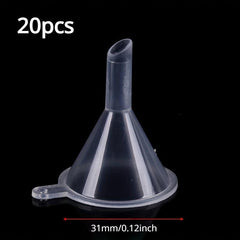 30pcs Small Funnel for Lab Bottles Perfume, Transparent Plastic, Essential Oils