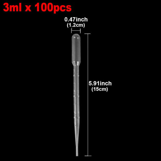 100pcs Disposable Plastic Pipettes 1ml 2ml 3ml Eye Dropper Set Lab