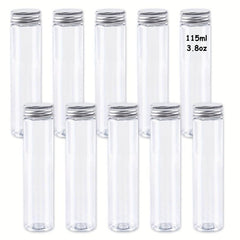 10pcs 115ml Clear Plastic Test Tubes With Caps