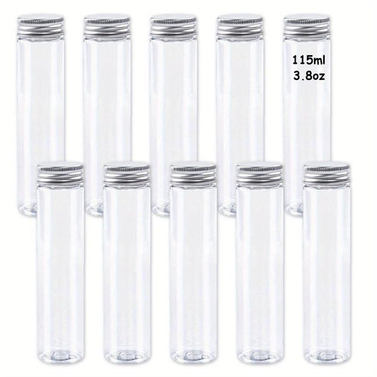 10pcs 115ml Clear Plastic Test Tubes With Caps