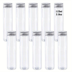 10pcs 115ml Clear Plastic Test Tubes With Caps