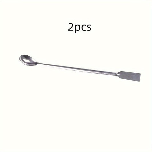 2pcs Lab Supplies Horn Spoon Medicinal Ladle With Spatula Handy Tools