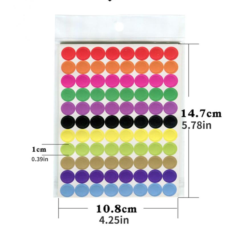 880pcs Round Spot Circles Sealing Stiker Paper Labels Coloured Dot Stickers