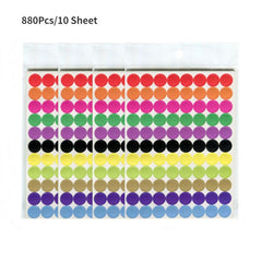 880pcs Round Spot Circles Sealing Stiker Paper Labels Coloured Dot Stickers