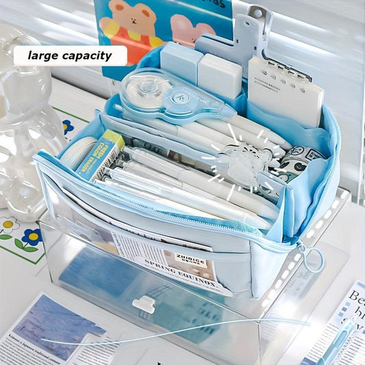 10 Layer Transparent Pen Bag Large Capacity for Middle School Stationery Box