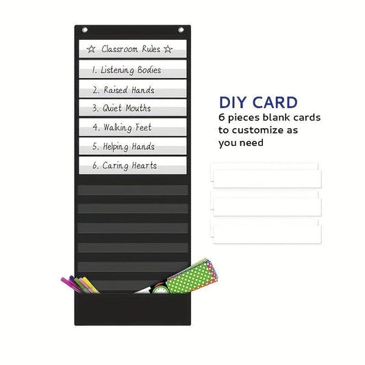 Daily Planner Pocket Chart with 7 Colored Cards and Educational Charts