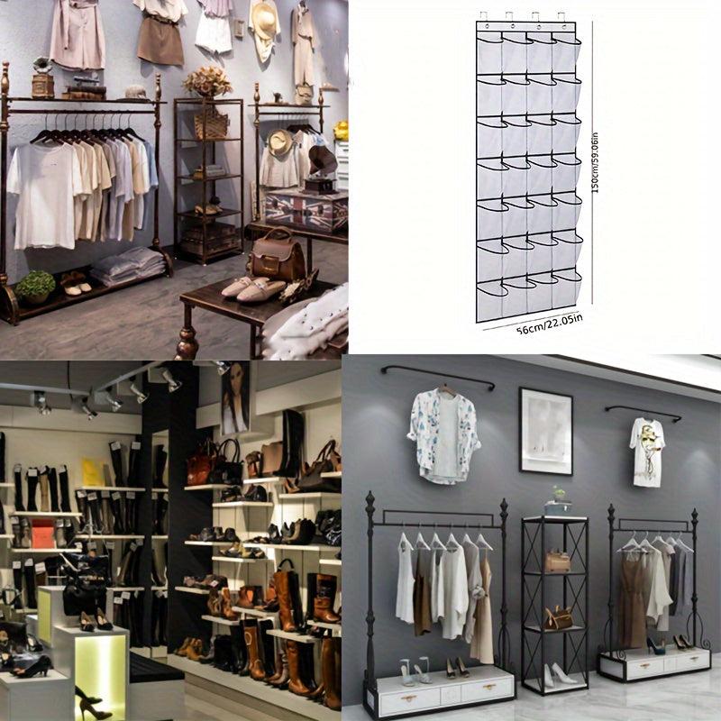 Over The Door Shoe Organizer Storage Bag with 24 Large Pockets