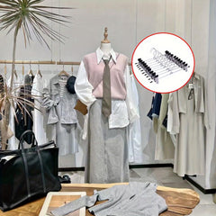 10pcs Stainless Steel Trousers Rack Clip Anti Slip Clothespin