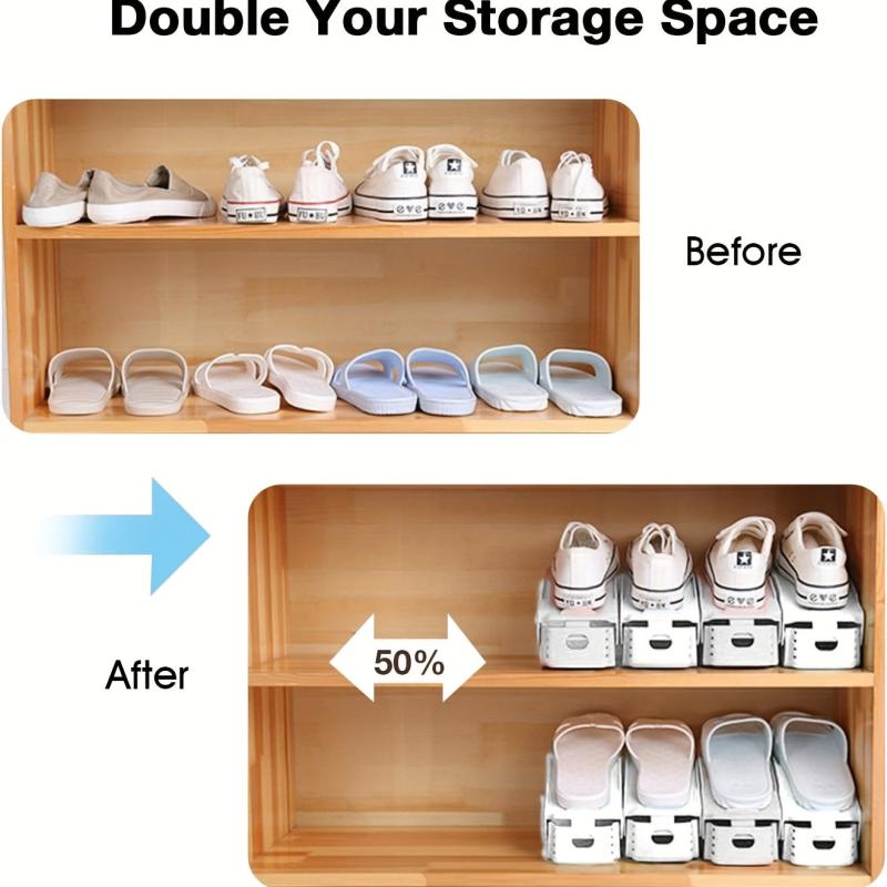 Adjustable Shoe Slot Organizer Double Layer Shoe Rack Space Saving Shoe Holder