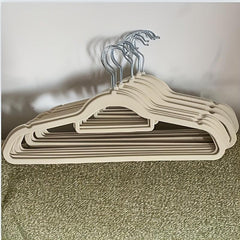 10pcs Flocking Clothes Hanger Non-slip Plastic Storage Rack