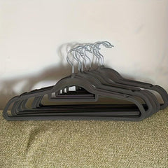 10pcs Flocking Clothes Hanger Non-slip Plastic Storage Rack