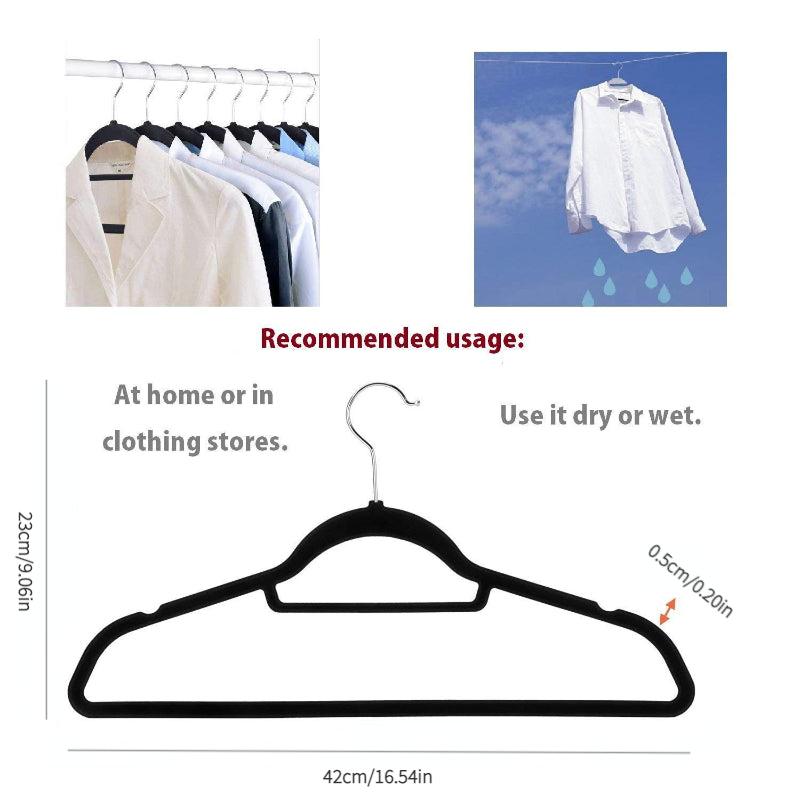 10pcs Flocking Clothes Hanger Non-slip Plastic Storage Rack