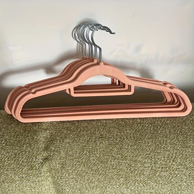 10pcs Flocking Clothes Hanger Non-slip Plastic Storage Rack