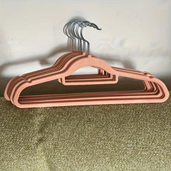 10pcs Flocking Clothes Hanger Non-slip Plastic Storage Rack