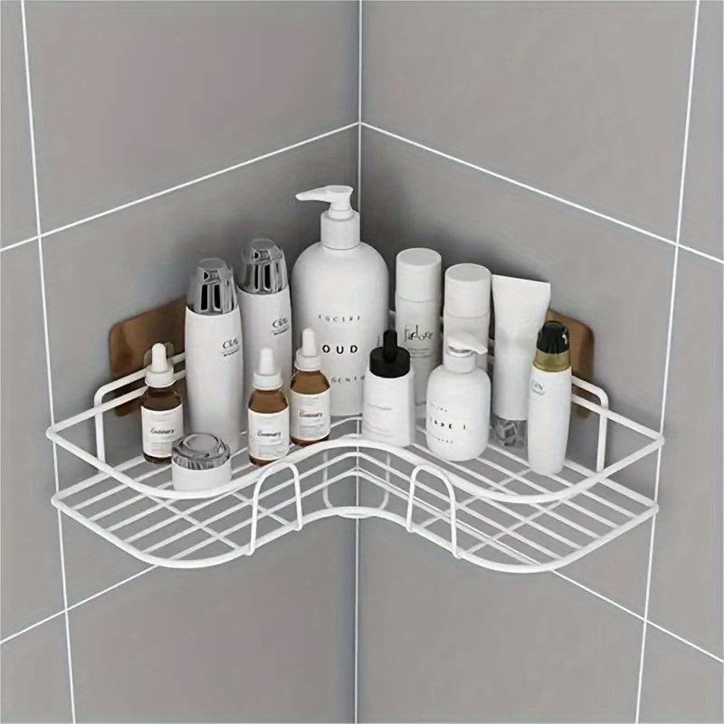 1pc Punch Corner Shelf Bathroom Rack Shelf Bathroom Toilet Seamless Wall Mounted