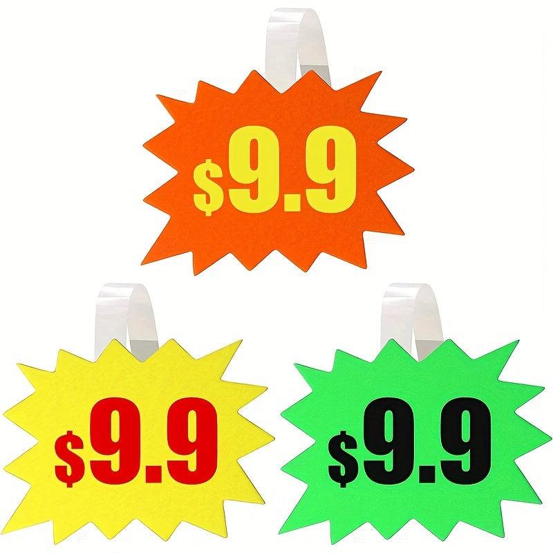 80pcs Explosion Shape Sign Cards Fluorescent Sign Labels 17 02 X 12 95 Cm