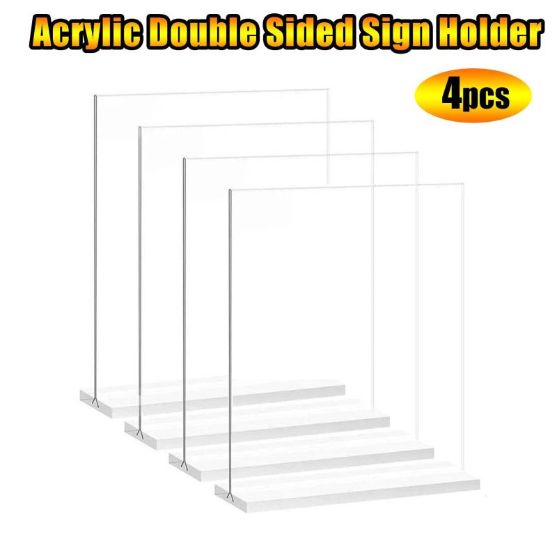 4pcs Acrylic Display Board Conference Table Card Sign Stand