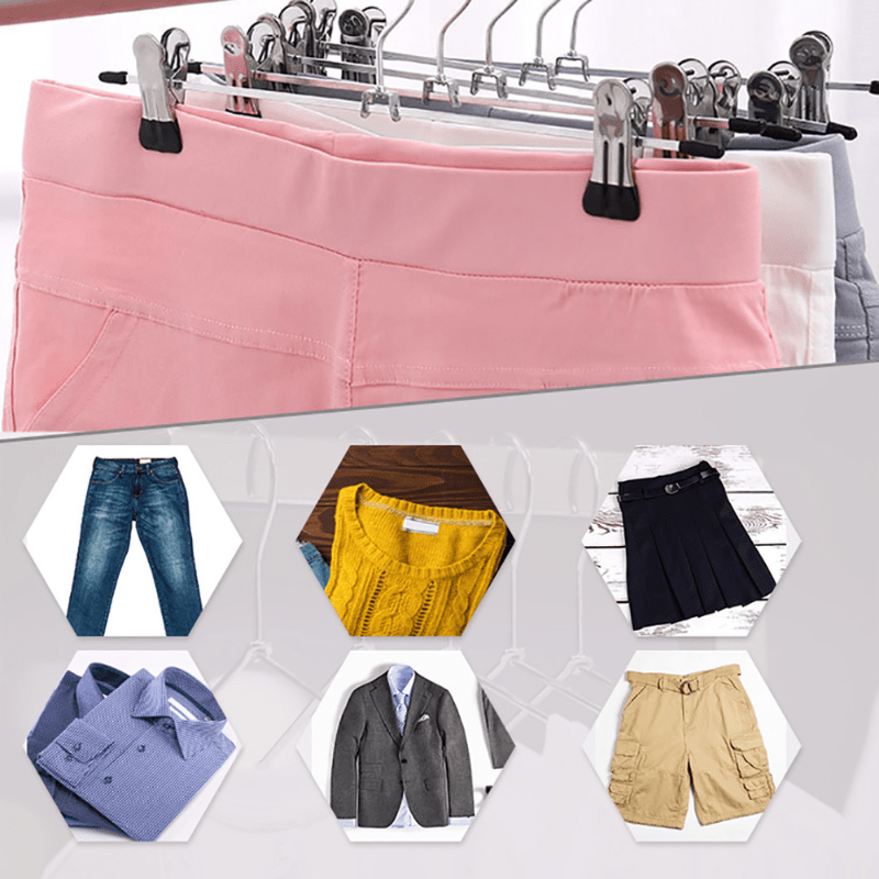 20pcs Stainless Steel Trousers Rack Clip Anti Slip Clothespin Clothes Hanger