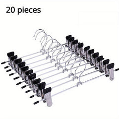 20pcs Stainless Steel Trousers Rack Clip Anti Slip Clothespin Clothes Hanger