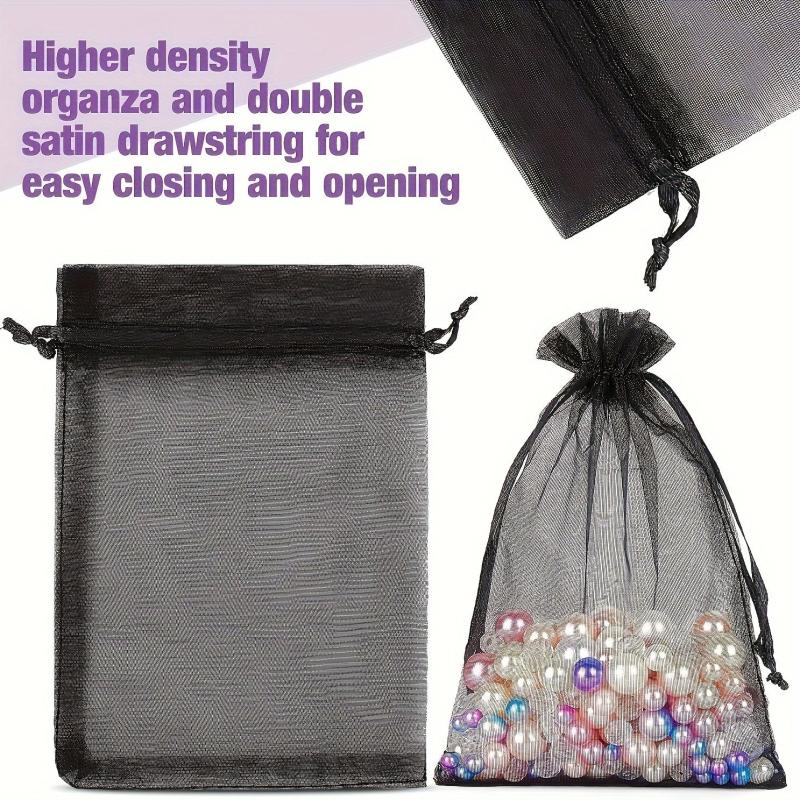 100pcs Organza Bags With Drawstring for Jewelry Favors Christmas Parties