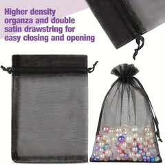 100pcs Organza Bags With Drawstring for Jewelry Favors Christmas Parties