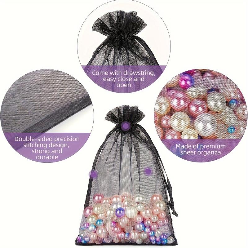 100pcs Organza Bags With Drawstring for Jewelry Favors Christmas Parties