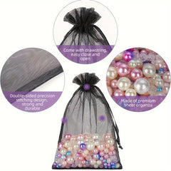 100pcs Organza Bags With Drawstring for Jewelry Favors Christmas Parties