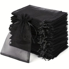 100pcs Organza Bags With Drawstring for Jewelry Favors Christmas Parties