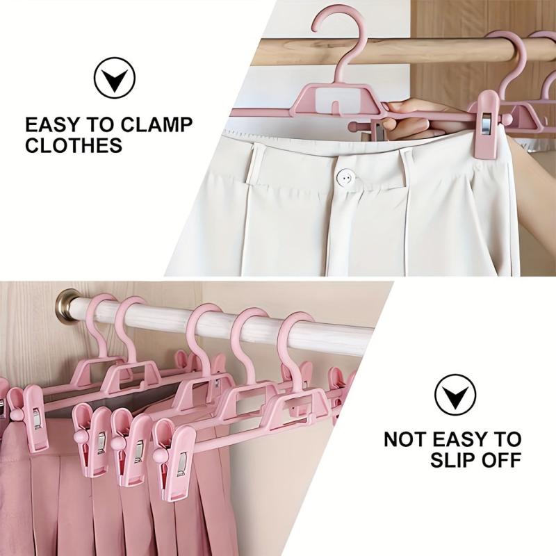 10pcs Plastic Pant Hangers Purple with Clips, Space Saving Closet Organizer