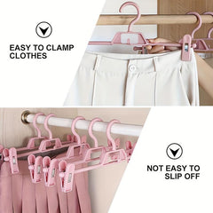 10pcs Plastic Pant Hangers Purple with Clips, Space Saving Closet Organizer
