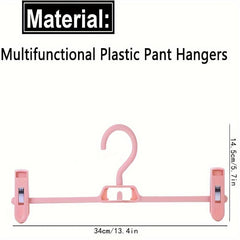 10pcs Plastic Pant Hangers Purple with Clips, Space Saving Closet Organizer
