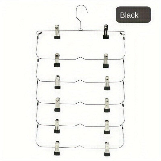 Space Saving Metal Layer Pants Trousers Skirt Hanger with Non Slip Clips