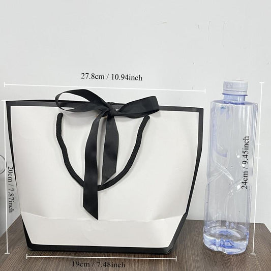 10pcs Bowknot Decor Tote Bag Large Capacity Paper Handbag B